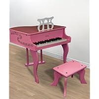 New Pink Childs Wood Toy Grand Piano With Bench Kids Piano 30 Key