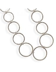 MMA Silver - 24 inch Graduated Patterned Ring Necklace