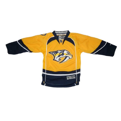 Boys NHL Nashville Predators Athletic Comfortable Fit Long Sleeve Jersey Shirt - Yellow & Blue (Size: S/M )