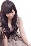 New Fashion Long DARK BROWN Synthetic Hair Curly Wig full wave wigs jf010277
