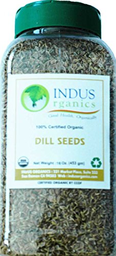 Indus Organic Dill Seed 1 Lb Jar, Freshly Packed, Non-irradiated