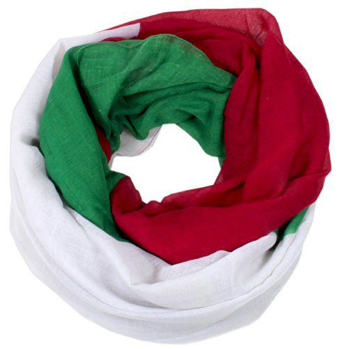 ItalyLooppa – stylischer Loop Schal im ITALIEN ITALIA Flaggen Design Fanschal ROT WEIß GRÜN Rosso Bianco Verde Fanartikel in italienischen Nationalfarben UNISEX Schlauchschal