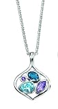 Element Sterling Silver, Ladies, P3025, Open Pendant with London Blue Topaz & Amethsyt on chain