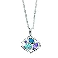 Element Sterling Silver, Ladies', P3025, Open Pendant with London Blue Topaz & Amethsyt on chain