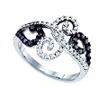Stunning 10k. Black and White Diamond Fashion Ring 1/3 Ctw. " Size 7 "