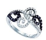 Stunning 10k. Black and White Diamond Fashion Ring 1/3 Ctw. " Size 7 "