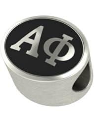 Alpha Phi Black Antique Oval Sorority Bead Charm Fits Most Pandora Style Bracelets. High Quality Bead in Stock for Fast Shipping
