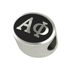 Alpha Phi Black Antique Oval Sorority Bead Charm Fits Most Pandora Style Bracelets. High Quality Bead in Stock for Fast Shipping