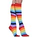 Angelina Unisex Kids Girls Boys Rainbow Striped Knee High Socks w/Non-Skid Bottom (1-Pair),#2540_1-3