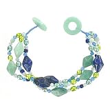 Sterling Silver Amazonite, Lapis and Chalcedony Beaded Bracelet by Sajen