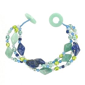 Sterling Silver Amazonite, Lapis and Chalcedony Beaded Bracelet by Sajen by Chalcedony Bracelets