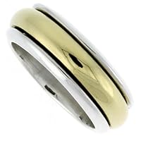 Sterling Silver 5/16 (8 mm) Spinner Ring with Brass Rotating Band size 14