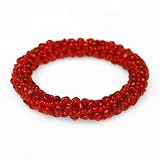 Glass Beads and Elastic Red Bracelet-Large Weave Color Me Fair Bracelet [Large Weave - Red]