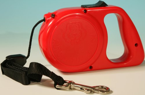 Automatische flexible Hundeleine / Roll-Leine, Farbe: ROT, Größe L für kleine und mittelgroße Hunde geeignet, 5 Meter lang, mit Karabinerhaken, Stop- und Freigabefunktion
