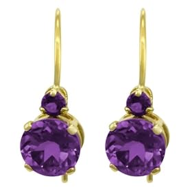 14k Yellow Gold Amethyst Fishhook Dangle Earrings by