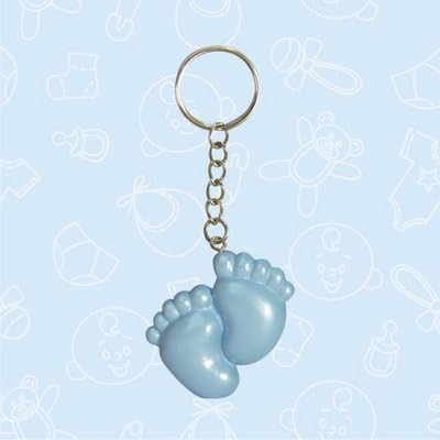 Footprint Baby Shower Blue Boy Keychain Favors (Set of 12) Oh My Favors