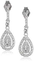 Sterling Silver and Diamond Drop Earrings (0.14 cttw, I-J Color, I2-I3 Clarity)