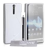 Yousave Accessories TM Sony Ericsson Xperia S Accessory Pack White S-Line Silicone Gel Case Cover With Stylus Pen Screen Protector Film And Grey Micro-Fibre Polishing Clothby Yousave Accessories