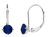 Sapphire Gemstone French Back 5mm Solitaire Earring in 14K White Gold