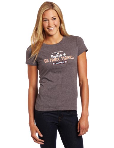 MLB Women's Detroit Tigers Property Of Short Sleeve Crew Neck Tee (Pro Carbon Heather, Large)