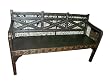 Indian Furniture Antique Ox Cart Wooden Bench with Brass and Iron Overlay
