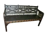 Indian Furniture Antique Ox Cart Wooden Bench with Brass and Iron Overlay
