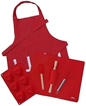 Kids Real Baking Set with Personalized Red &amp; White Polka Dot Apron by Dikor