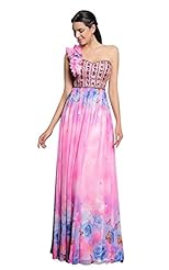 Sexy Cocktail One Shoulder General Print Beaded Backless Chiffon/Georgette/Silk Evening Dress/Prom Dress/Party Dress/Wedding Dress 