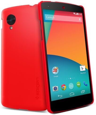 Nexus 5 Case, Spigen® [+Screen Protector] [Non-Slip] Google Nexus 5 Case Slim [Ultra Fit] [Bright Red] Premium *Japanese* Screen Protector Included + Premium Matte Hard Case for Nexus 5 - ECO-Friendly Packaging - Bright Red (SGP10789)