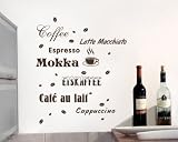 Produkt-Bild: Wandtattoo Kaffee Kaffeeart K&uuml;che in 11 Gr&ouml;&szlig;en und 22 Farben (50x18,6cm braun)