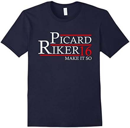 Men's Make It So Picard Riker 16 T-Shirt XL Navy