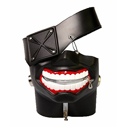 Rulercosplay Tokyo Ghoul Kaneki Ken 3D PU Leather Mask Cosplay Mask (Black 3D)