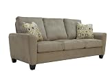 Handy Living DVN1-S4-AAA85 Devon Microfiber Sofa, Mocha With 2 Decorative Commotion Throw Pillows