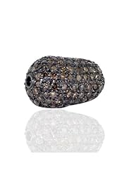 Antique Look Pave Diamond Sterling Silver Nugget Shape Bead Finding