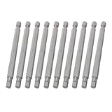 uxcell 六角ドライバービット 10個セット 6.3 x 100 x 5mm グレー メタル 磁性