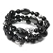Sterling Silver Snowflake Obsidian Hematite Dyed Black Onyx Coil Bracelet
