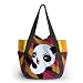 ONITIVA - [Kung Fu Panda] Hand-appliqued 100% Cotton Fabric Art Shoulder Tote Bag / Shopper Bag