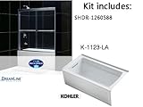 Kit: DreamLine Clear Glass Bypass Sliding Tub Door and Kohler Soaking Bath Tub with Left-Hand Drain