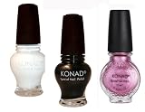 Konad Stamping Nail Art Special 3 Polish (12) Black,White,Vivd Pink+BonBon