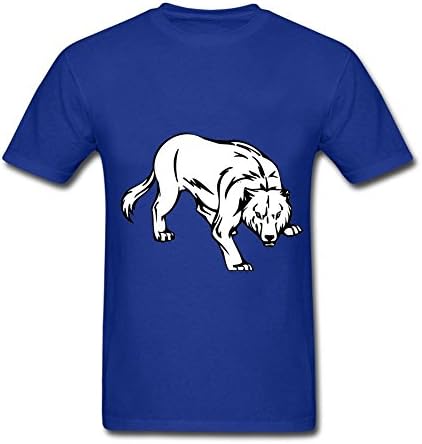 Summer Wolf T Shirts for Men Cotton Crewneck RoyalBlue L