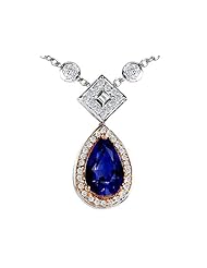 Original Star K (tm) Two Toned Created Pear Shaped Sapphire Necklace in 925 Sterling Silver