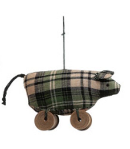 Creative Co-op 4″ High Shabby Chic Fabric Ornament on Spool, Choice of 4 Styles, pig Creative Co-op 4″ High Shabby Chic Fabric Ornament on Spool, Choice of 4 Styles, pig