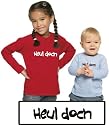 Baby / Kinder einfarbiges Langarmshirt mit Druck HEUL DOCH / in 4 Farben und 5 Größen lieferbar (011.47)