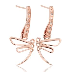 Clogau Gold 9ct Rose Gold Damselfly Earrings with Diamonds