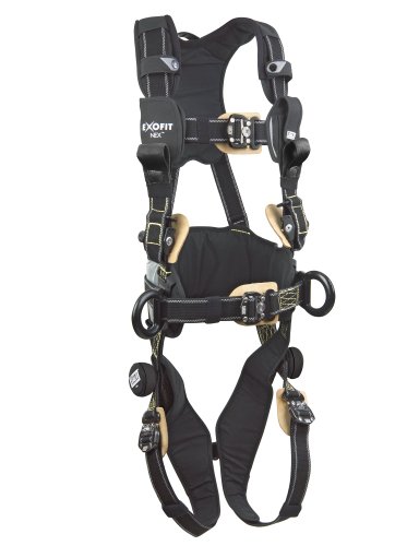 3M DBI-SALA ExoFit NEX 1113321 Full Body Arc Flash Harness, Back/Front Web Rescue Loops, Belt w/pad, PVC Coated Alum Side D-Rings, Locking QC Leg Straps, Medium, Black