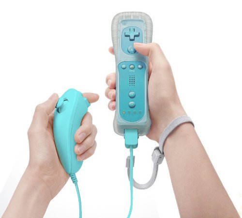 Eastvita® Game Remote Controller Nanchuck with Skin Case for Nintendo Wii - Blue (Non Oem)-includes Silicone Sleeve and Wrist Strap