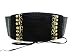 Women Stretchy PU Leather Vintage Floral Elastic Corset Waist Belt Bland - Black 
