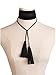 SUNSCSC Punk Gothic Long Black Velvet Chain Necklace Stretch Tattoo Choker Elastic Tassel Necklaces