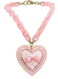 Tarina Tarantino Pink Chunky Lucite Chain With Pave Heart Bow Pendant Necklace