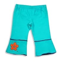 Rubbies - Infant Girls Cuff Flower Pant, Turquoise (Size 12Months)